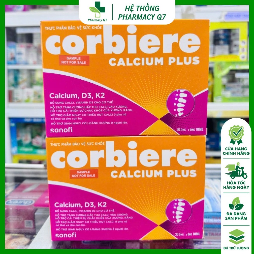 Corbiere Calcium Plus Sanofi 10 ML hỗ trợ tăng cường hấp thu canxi, cho xương chắc khỏe (Hộp 30 ống)