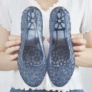  Giày Búp Bê Nữ Đi Mưa Nhựa Trong Suốt Chống Trơn Trượt Nhẹ Êm Chân Có Lỗ Thoáng Khí vuajay V394 