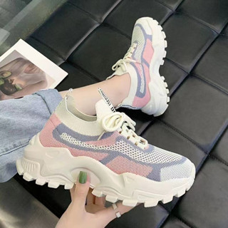 Giày thể thao nữ sneaker buộc dây thời trang hàn quốc đi học đi chơi đế cao màu đen, trắng, hồng Jayxinh V350