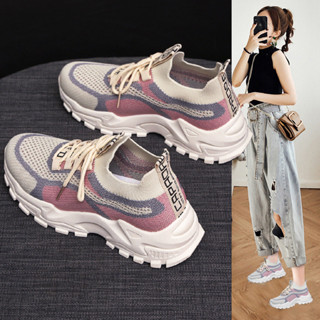 Giày thể thao nữ sneaker buộc dây thời trang hàn quốc đi học đi chơi đế cao màu đen, trắng, hồng Thegioigiay V350