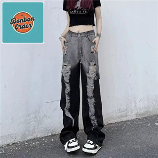   SẴN M  Quần ống đứng ôm vừa vặn cho nữ mùa thu phong cách mới thời trang quần ống rộng rách đa năng 