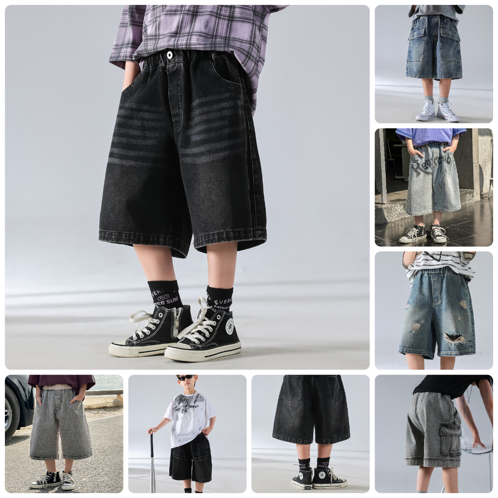 quần short jean bé trai cao cấp QN12 Size100-150 12-35kg quần đùi quần bò cho bé kiểu dáng hiphop Hà