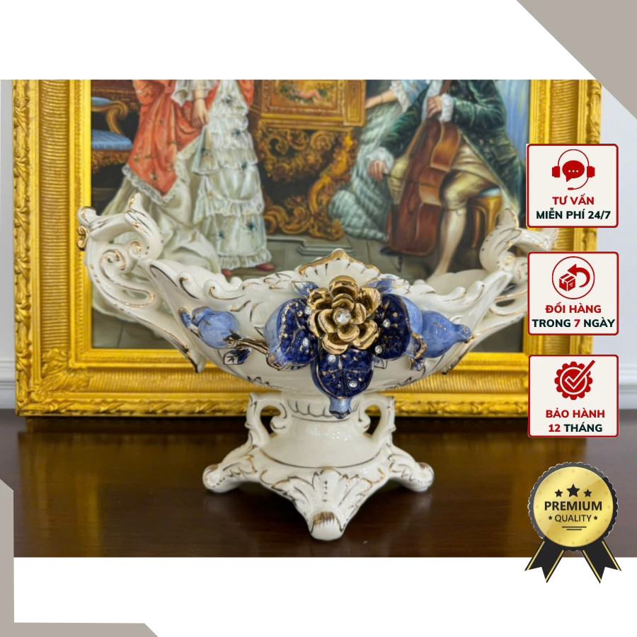 Đĩa Trang Trí Hoa Quả Lựu Xanh Sứ Cao Cấp Mã SL-043 | CB20-DQ2