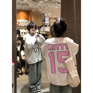  Focus áo nỉ local brand fashion HELLO KITTY áo đấu áo sweater nữ dày nữ form rộng áo khoác-A000043 