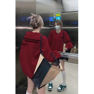 Áo nỉ nữ Focus local brand fashion vintage chữ cái màu đỏ sweater form rộng-F0214