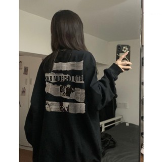 Focus local brand đen vintage long sleeve for nữ plain áo nỉ sweater oversized unisex levents áo khoác