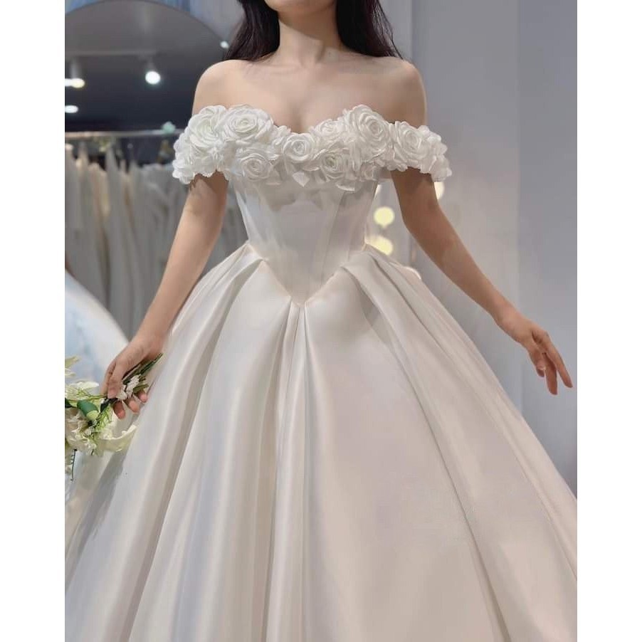 Váy cưới, váy tiệc tùng bồng cao cấp, nàng dâu dịu dàng duyên dáng, lung linh trong ngày cưới