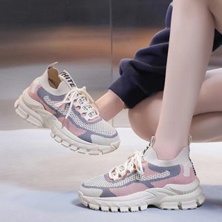 Giày thể thao nữ sneaker buộc dây thời trang hàn quốc đi học đi chơi đế cao màu đen, trắng, hồng validep04 V350