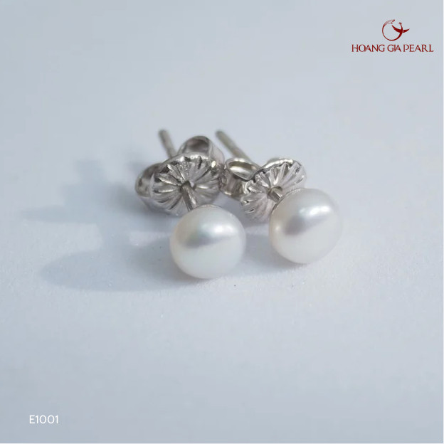 Bông tai Ngọc trai 5mm đến 6mm Hoàng Gia Pearl, kiểu dáng nhẹ nhàng, sang trọng