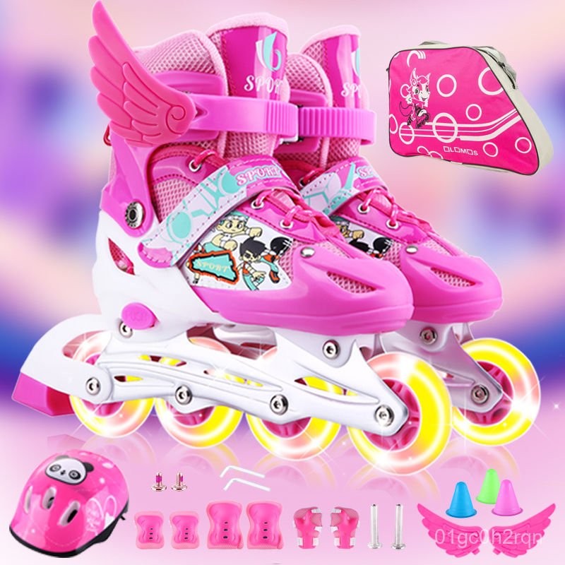 Bộ trượt patin trẻ em đầy đủ, có thể điều chỉnh, trượt patin nhấp nháy, giày trượt patin cho trẻ em,