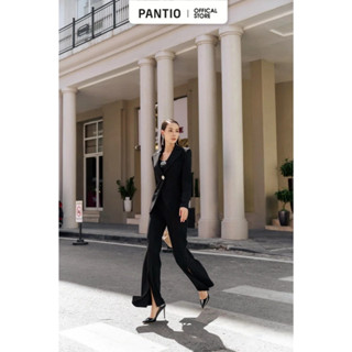  BAV72892 - Áo vest nữ công sở vải tuytsi dáng ôm vạt tròn cổ hai ve độn vai phối cúc mặt đá trang trí - PANTIO 