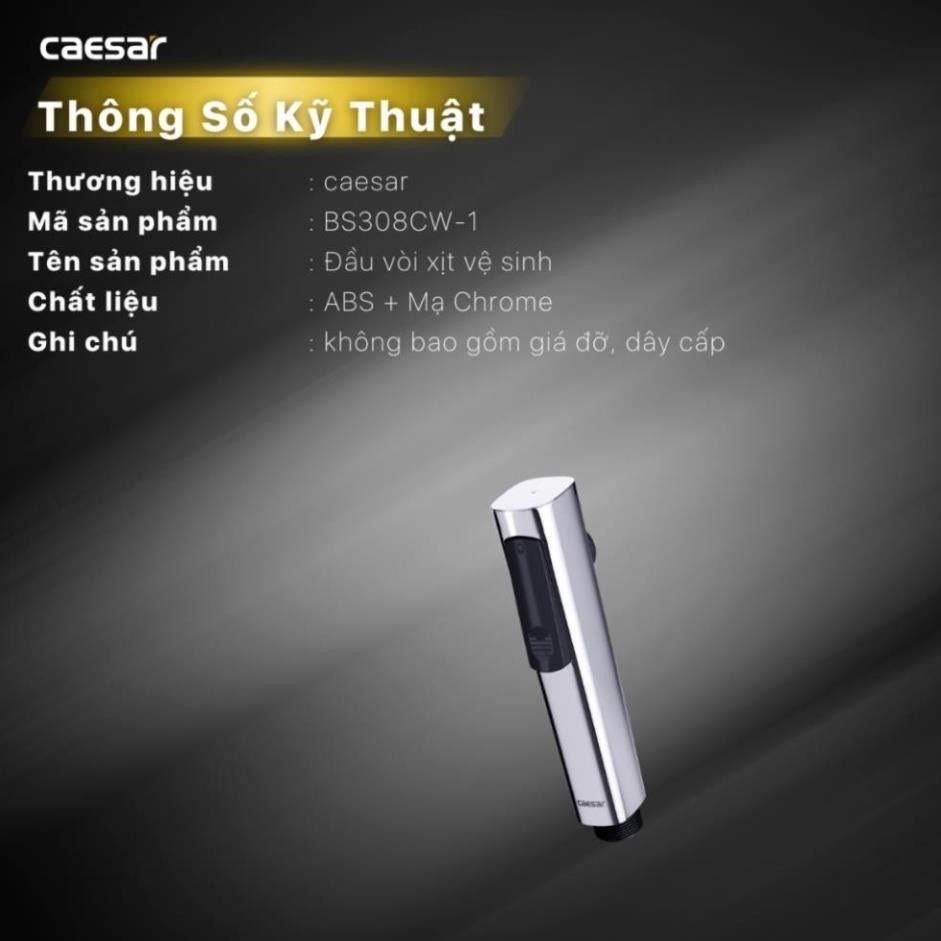 Đầu vòi xịt vệ sinh Caesar BS308CW-1, KHÔNG gồm dây xit và gác cài, Cam kết chính hãng