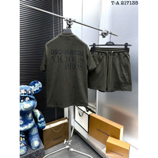 [new] Bộ Quần Áo Phông Nam DSQ Boy phố_Vicious Bros In Lưng Hình Vảy Sơn Cực Nổi -Set Áo Phông DSQ In Chữ Vảy Sơn