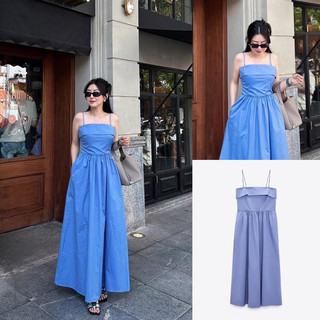 Đầm  Váy  Đầm maxi 2 dây xanh dương  xuất V086