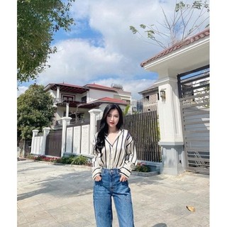 Áo sơ mi lụa kẻ sọc  xuất A166