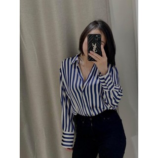 Áo sơ mi lụa kẻ sọc  xuất A166