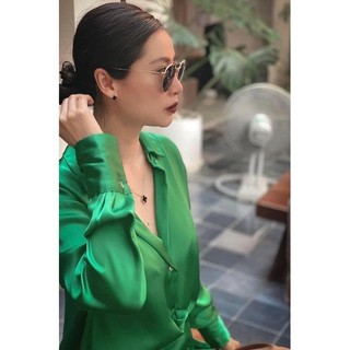 Áo  Áo sơ mi lụa basic  xuất xịn A112