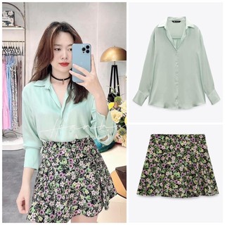 Áo  Áo sơ mi lụa basic  xuất xịn A112