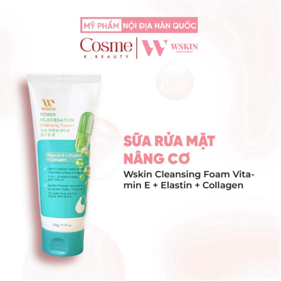 Sữa Rửa Mặt Nâng Cơ – Wskin Cleansing Foam Vitamin E + Elastin + Collagen - 150ML