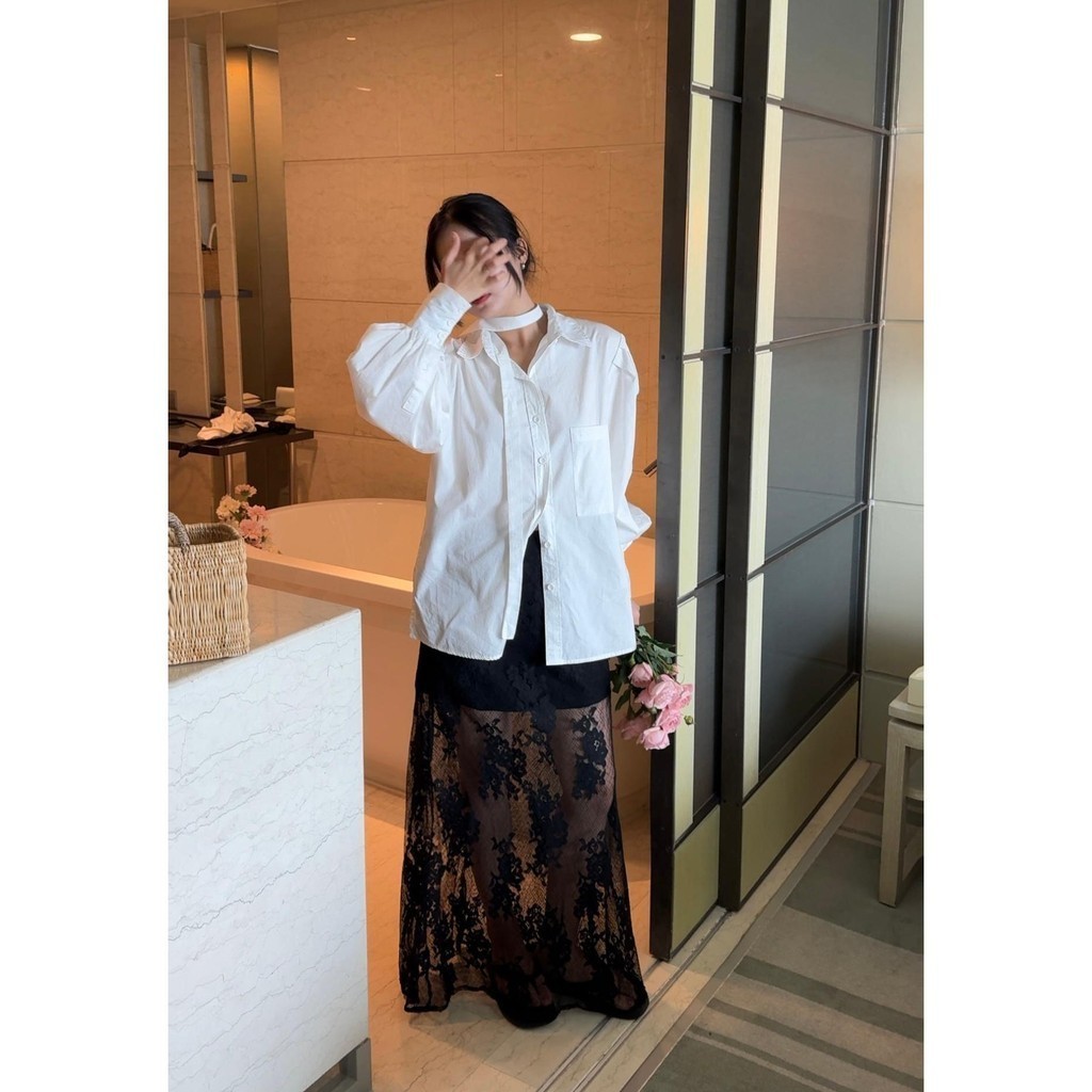 𝐑𝐄𝐍. 𝐒𝐊𝐈𝐑𝐓 | mir.byhi | Chân váy ren dài lót linen Hàn Quốc | BigBuy360 - bigbuy360.vn