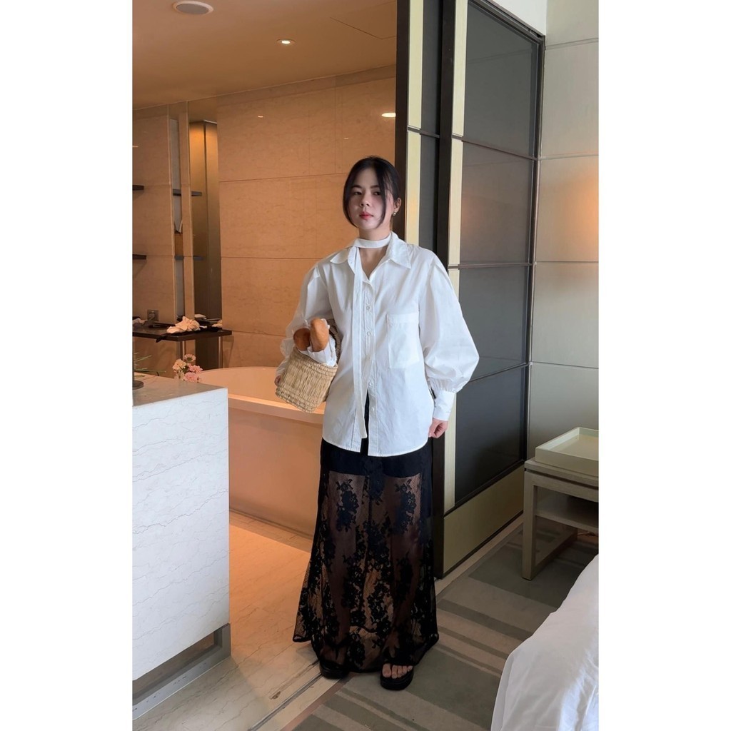 𝐑𝐄𝐍. 𝐒𝐊𝐈𝐑𝐓 | mir.byhi | Chân váy ren dài lót linen Hàn Quốc | BigBuy360 - bigbuy360.vn