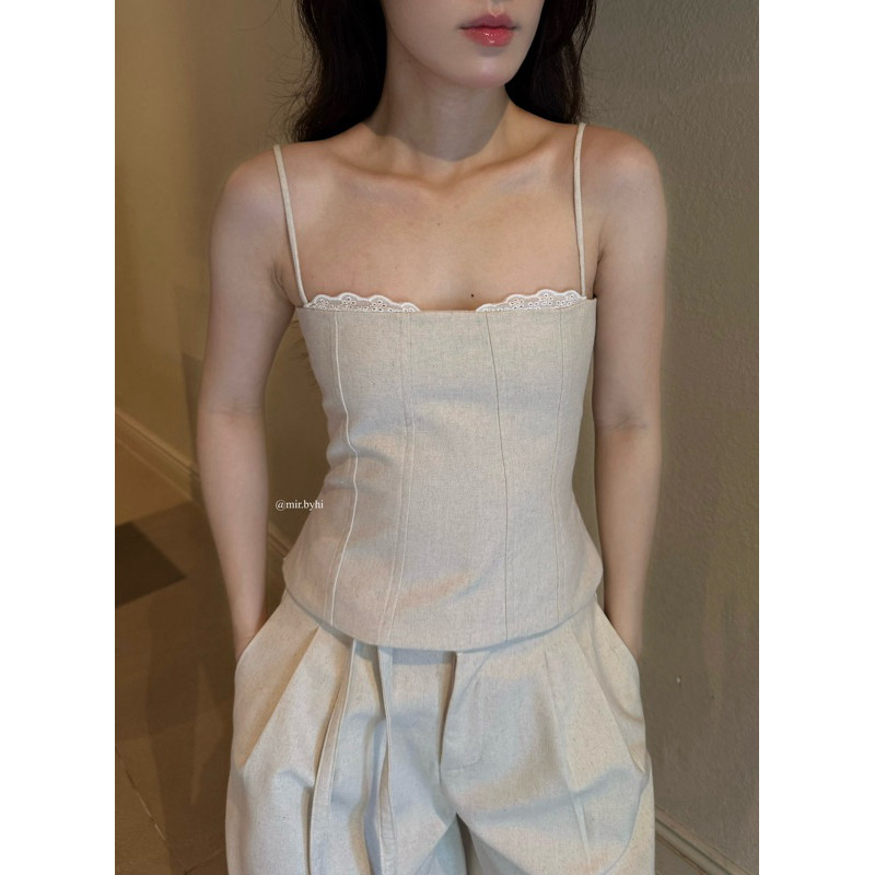 𝐃𝐢.𝐨 𝐓𝐨𝐩 | mir.byhi | Áo hai dây mảnh dáng corset viền ren | BigBuy360 - bigbuy360.vn