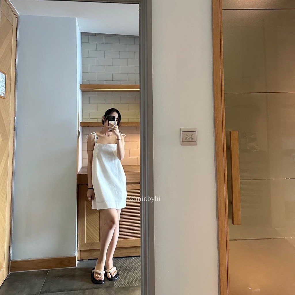 𝐁𝐄𝐈𝐆𝐄 𝐃𝐫𝐞𝐬𝐬 | mir.byhi | Đầm hai dây hai lớp linen
