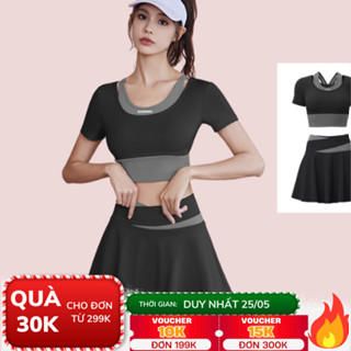 Đồ tập gym nữ thể thao dạng váy chữ A yoga erobic cao cấp quần áo gym nữ Quảng Châu croptop MD035&MQ005 T2T3 Pickleball