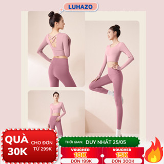 Đồ tập gym nữ LUHAZO erobic yoga vải co giãn thấm hút mồ hôi tốt dài tay basic dễ mặc năng động 1304 T2T2 Pickleball