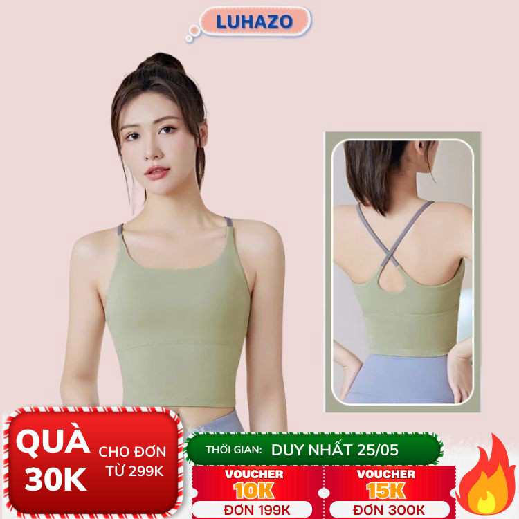 Áo tập gym nữ yoga LUHAZO bra có mút ngực chất xịn mịn cao cấp MB005 CT Pickleball