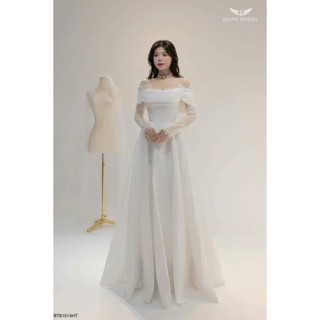 ẢNH THẬT SHOP_Váy tiệc, đi bàn, nhà thờ dài tay phối ren mi, gọng conset cao cấp