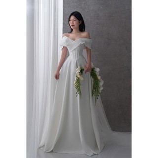 ẢNH THẬT SHOP_ Váy tiệc, đi bàn phối vai ngang dịu dàng cao cấp