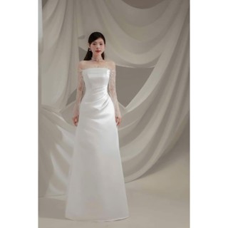 ẢNH THẬT SHOP _Váy đi bàn, lễ cưới nhà thờ thân liền dáng A, kèm nơ rời cao cấp, váy thiết kế@
