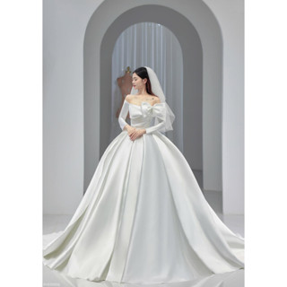 ẢNH THẬT SHOP_ Váy cưới, lễ đường tay dài cao cấp, tặng tùng 6, kiểu dáng dịu dàng, nữ tính..