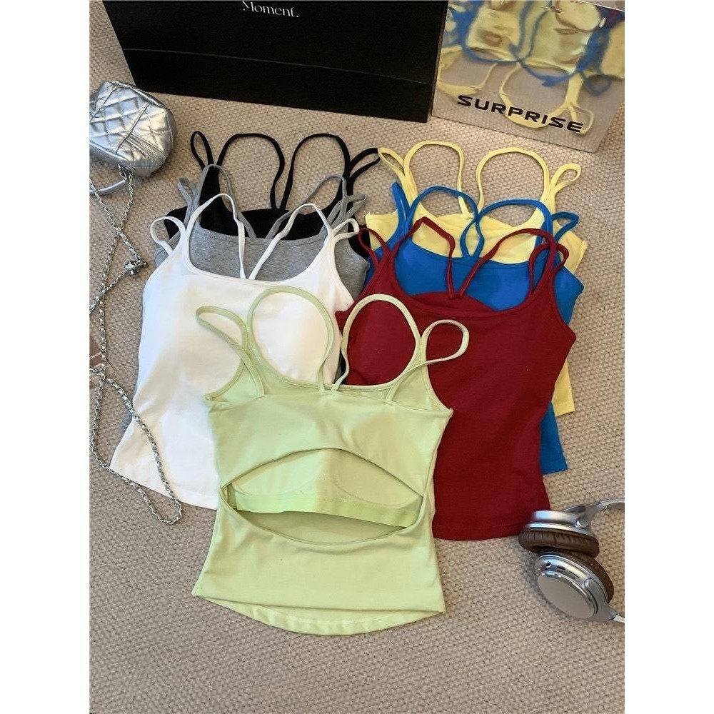 Áo croptop 2 dây Áo quây có mút cho nữ hở lưng cá tính Áo tank top nhiều màu basic dễ phối đồ đi chơi du lịch AT21 | BigBuy360 - bigbuy360.vn