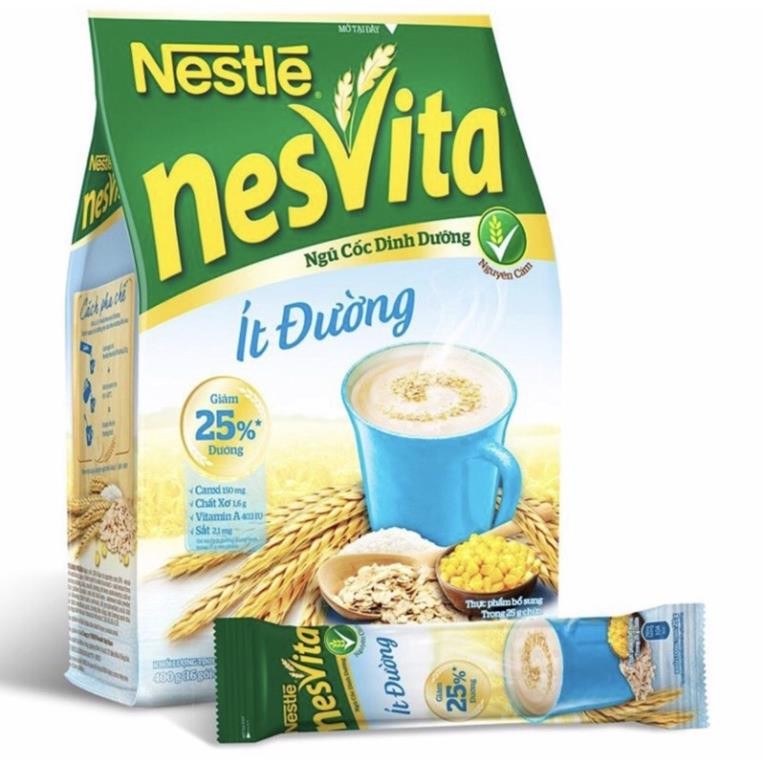 Bột Ngũ cốc NesVita Nestlé Ít Đường 400G (16 Gói x 25G)