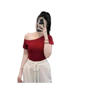 Áo lệch vai cộc tay chất cotton mềm mát co giãn thoải mái  [HÀNG ĐẸP]