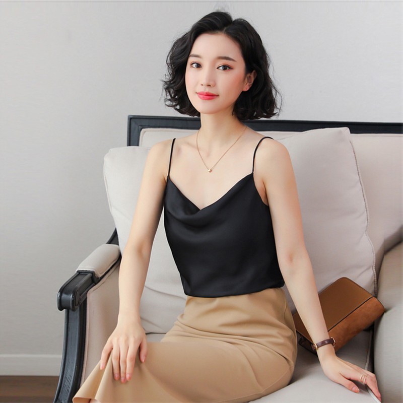 Aó 2 dây_Áo Hai Dây Lụa Cổ Đổ Cao Cấp_{có sẵn}