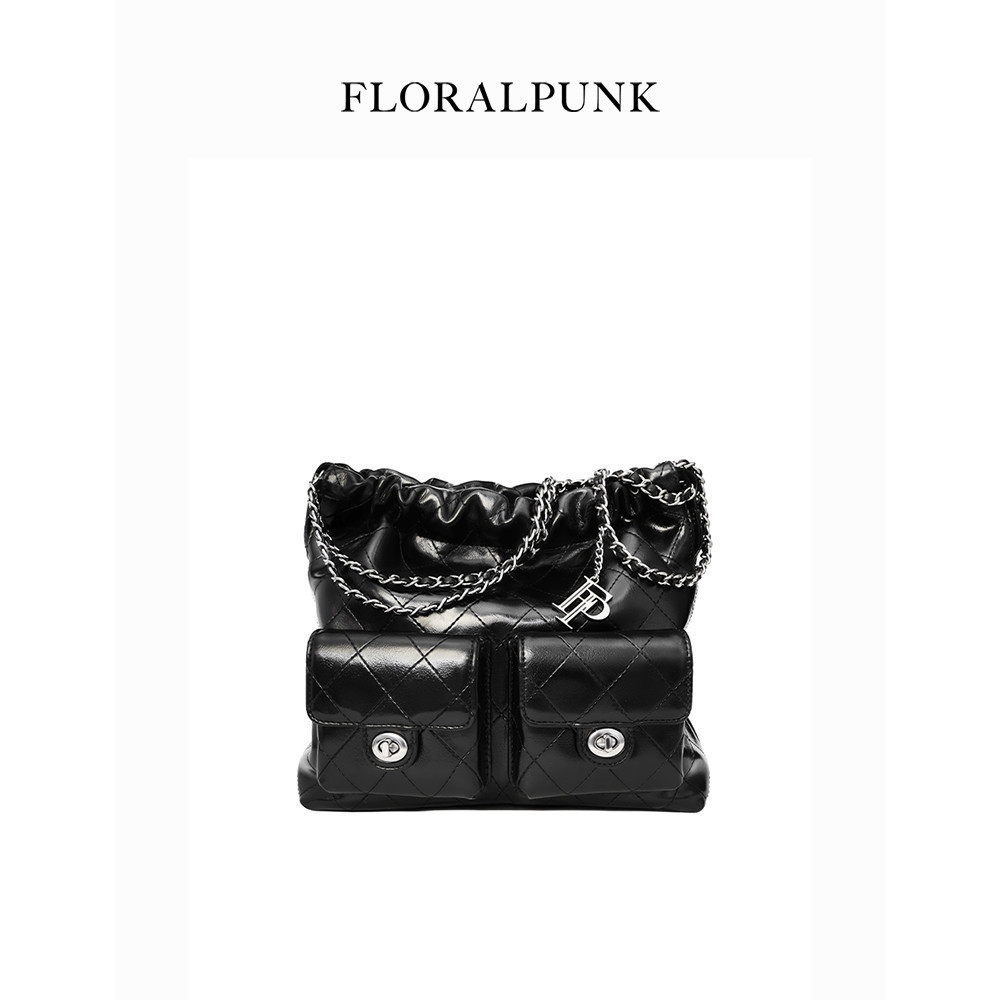 Túi xách Floralpunk Brooklyn Pocket Shopper - Black - Chất liệu da PU cao cấp