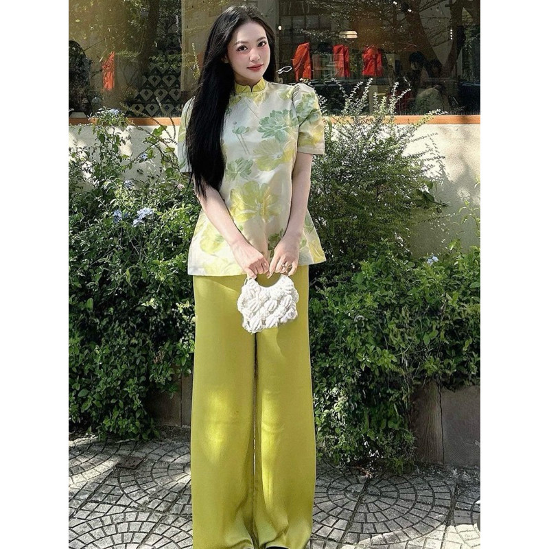 Set áo tacta phối cổ quần lụa - 𝙈𝙄𝙉 𝙎𝙏𝙐𝘿𝙄𝙊