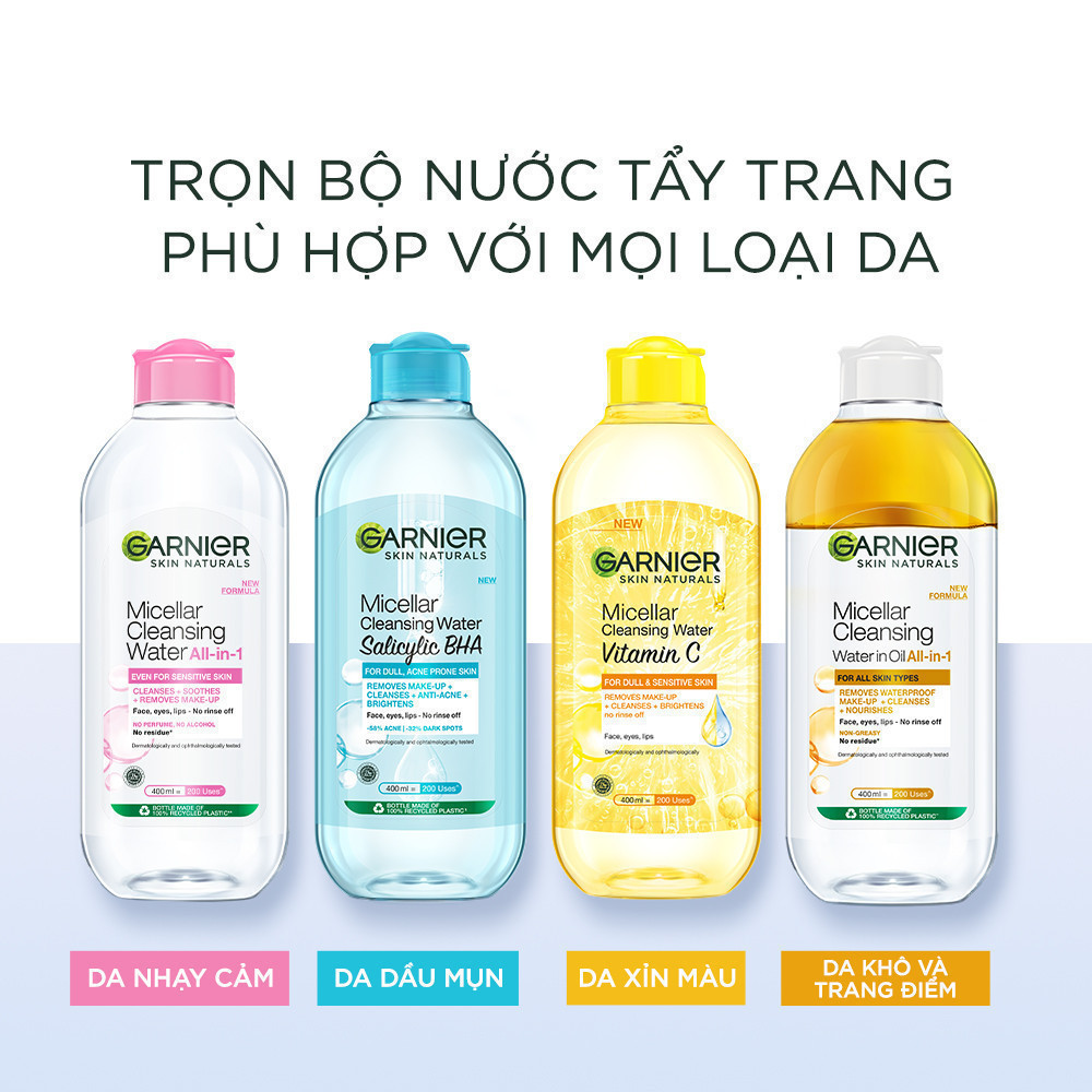 [CÓ SIZE MỚI] Nước Tẩy Trang làm sạch sâu dịu nhẹ cho mọi loại da - Garnier Micellar Cleansing Water 400ml & 700ml | BigBuy360 - bigbuy360.vn