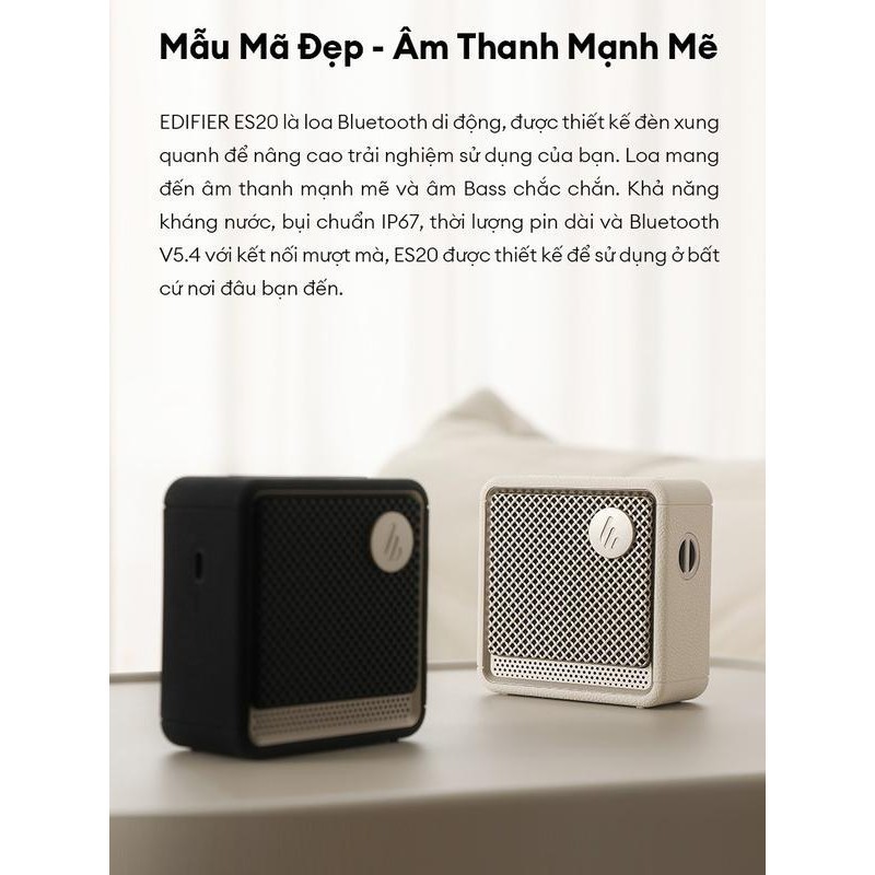 Loa Bluetooth Mini EDIFIER ES20 | Công Suất 6W | Thời lượng đến 12h | Kháng nước IP67 | Bảo Hành 15 Tháng | BigBuy360 - bigbuy360.vn