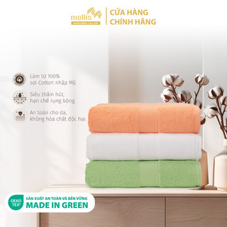 Khăn mặt/gội đầu mollis cotton 40x75cm khăn cao cấp mềm mịn thấm hút không ra màu không lông gia đình spa khách sạn fm61