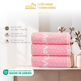 Khăn trẻ em mollis cotton organic 70x140cm khăn cao cấp cotton hữu cơ thấm hút an toàn với làn da em bé nhạy cảm bm1n