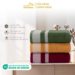Khăn tắm mollis cotton 70x140cm khăn cao cấp mềm mịn thấm hút không ra màu không xù đổ lông gia đình spa khách sạn bm1k