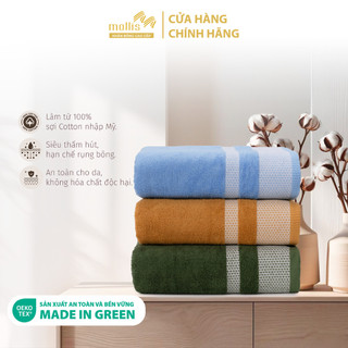 Khăn mặt/gội đầu mollis cotton 40x80cm khăn cao cấp mềm mịn thấm hút không ra màu phù hợp gia đình spa khách sạn fm1k