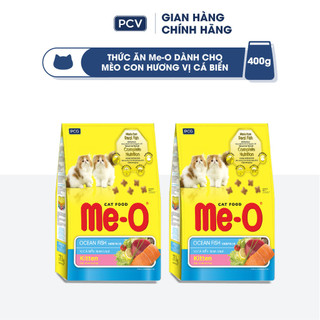[HĐ299k kèm quà] Combo 2 bịch Thức ăn cho mèo con Me-O, hạt cho mèo con vị cá biển (gói 400g)