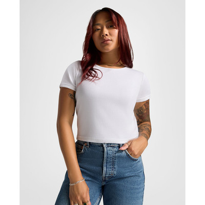 CONVERSE - Áo croptop nữ cổ tròn tay ngắn Ribbed Slim_027490A02-00W