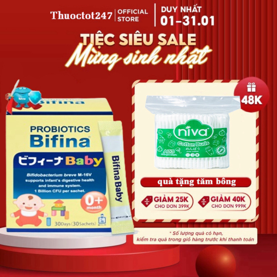 Men vi sinh Bifina Baby Nhật Bản- Hộp 30 gói - Hỗ trợ ăn ngon, tăng đề kháng