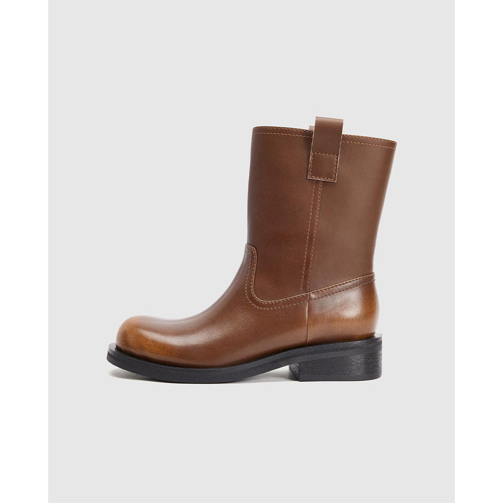 URBAN REVIVO - Giày boots nữ đế thấp cổ cao Leather Ankle_UAYS40027-SQ1